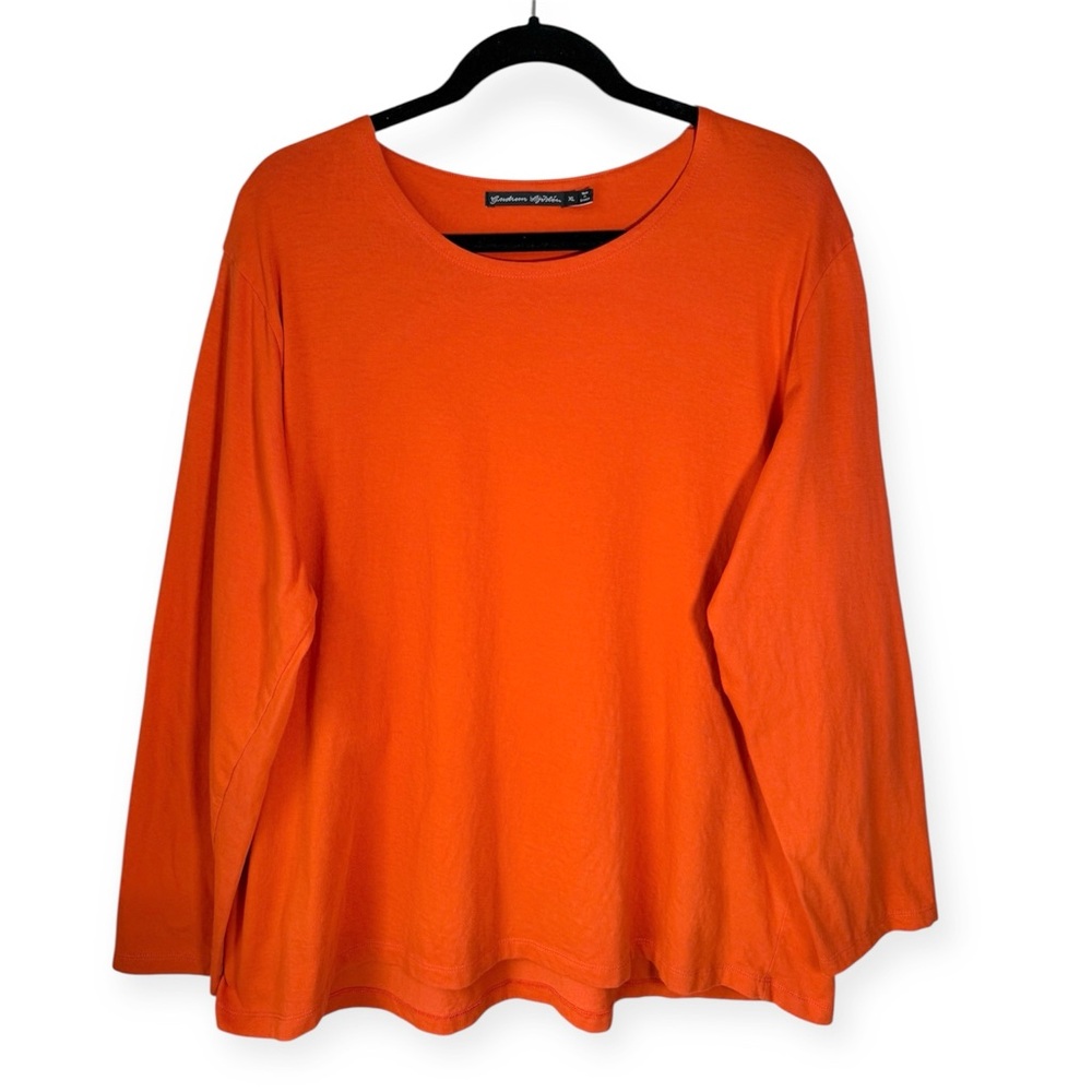 Gudrun Sjoden Essential Organic Cotton Long Sleeve T-Shirt Top Size XL Orange